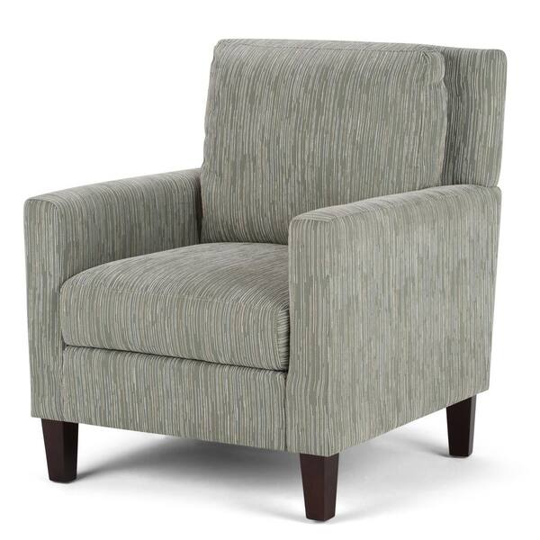 Simpli Home Jakob 31 in. Wide Transitional Club Arm Chair in Pale Green Patterned Fabric