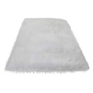 "Cozy Collection" 5x7 Ultra Soft White Fluffy Faux Fur Sheepskin Area Rug
