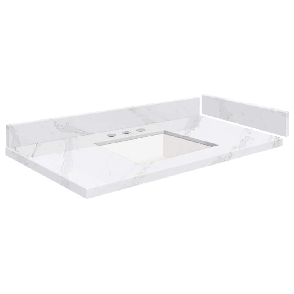 Silestone 31.25 in. W x 22.25 in. D Quartz White Rectangular Single Sink Vanity Top in Calacatta Gold price history on PriceWatchPro