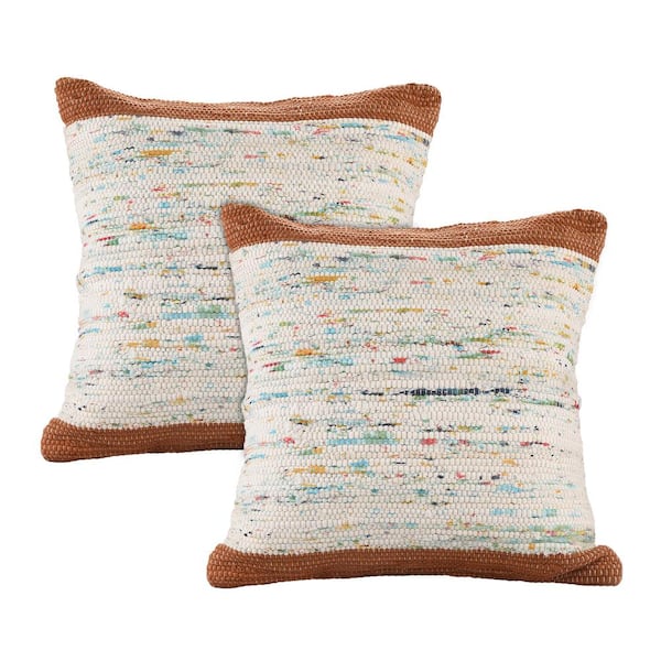 LR Home Ray Brown/Multi Abstract 100% Cotton 20 in. x 20 in. Indoor Throw Pillow (Set of 2)