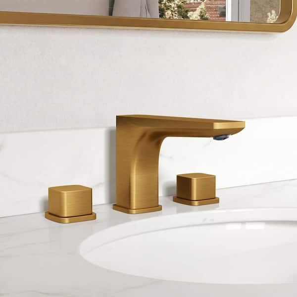 8 in. Widespread Dual Handle Modern Bathroom Faucet with Pop-up Drain in Brushed Gold (1-Pack)