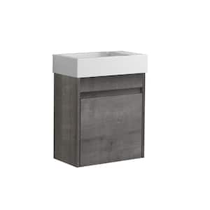 18.1 in. W x 10.2 in. D x 22.8 in. H Float Mounting Bath Vanity in Plaid Grey Oak with White Basin Top