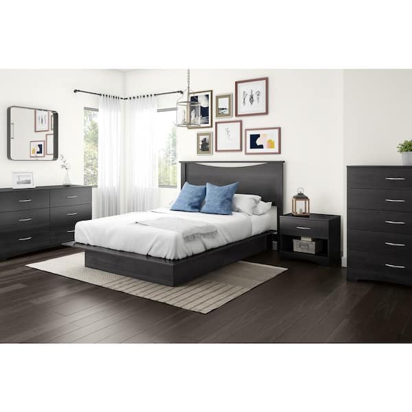 South Shore Step One Gray Oak Queen Platform Bed with Storage 10446 The Home Depot