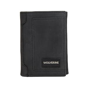 Rugged Full Grain Leather Trifold Wallet in Black