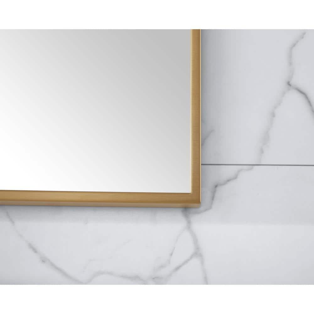 Medium Rectangular Brushed Gold Stainless Steel Bathroom Vanity Mirror