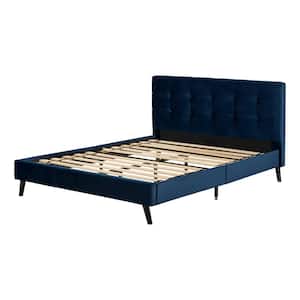 Maliza Navy Blue Queen Size Bed 64 in. W with Headboard