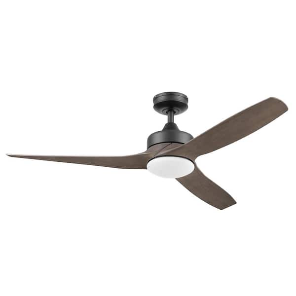 Honeywell Lynton 52 in. Indoor/Outdoor Color Changing LED Matte Black and Wood Grain Ceiling Fan Remote Control