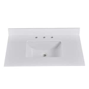 Malus 36 in. W. x 22 in. D Engineered Stone Composite White Rectangular Single Sinks Bathroom Vanity Top in Snow White