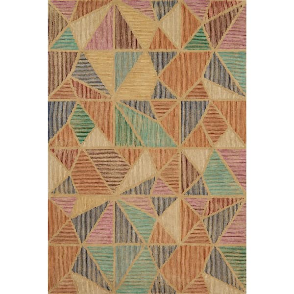 Loloi Gemology Fiesta/Ivory 3 ft. 6 in. x 5 ft. 6 in. Geometric 100% Wool Pile Area Rug