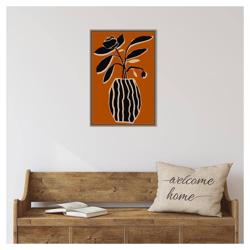 Ochre Still Life No 5 Abstract Canvas Art with Bronze Frame