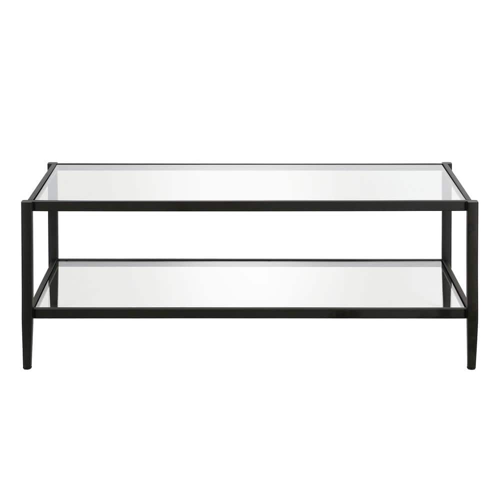 Wilda Rectangular Blackened Bronze Metal & Glass Coffee Table