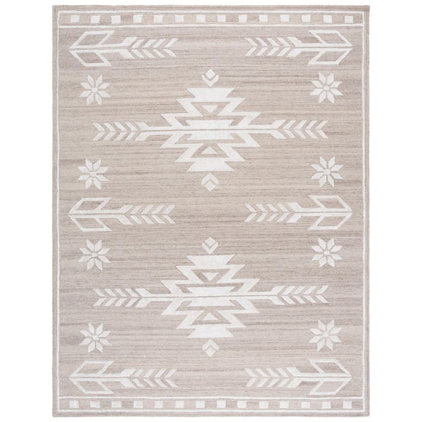 SAFAVIEH Soho 8 ft. x 10 ft. Beige/Ivory Aztec Geometric Area Rug ...