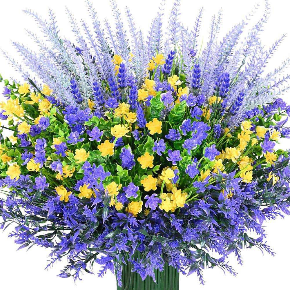 13.8 in. Purple Indoor/Outdoor Artificial Lavender Flowers 20-pieces
