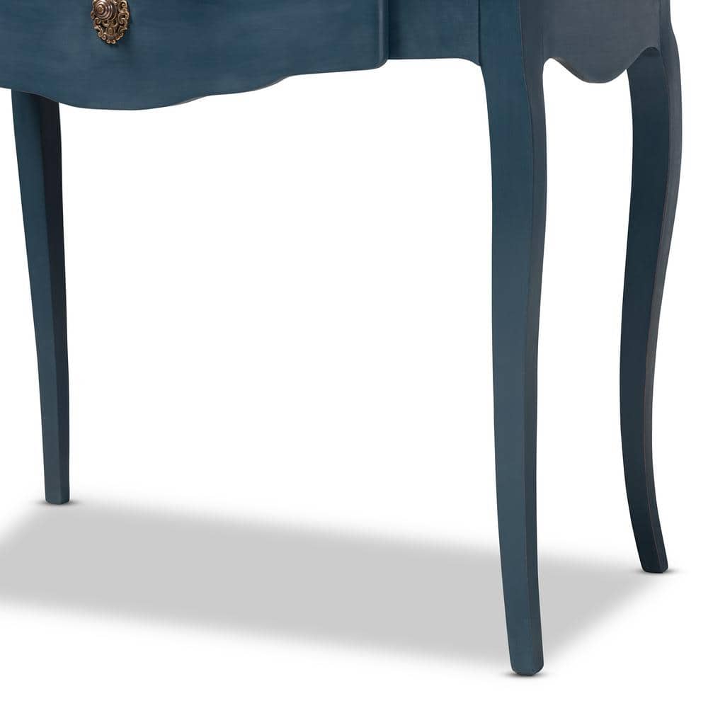 Celestine French Provincial Blue Spruce 40'' Wood Writing Desk with Brass Knobs