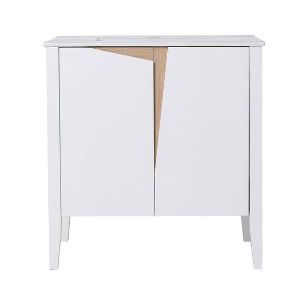 Maincraft Free-Standing 32 in. W x 18 in. D x 34.2 in. H Bath Vanity in White with White Ceramic Top with Basin
