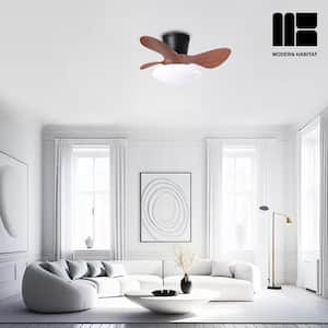 SilentSpin 24 in. Smart Indoor Walnut Ceiling Fan with LED Light Bulb and Remote Control