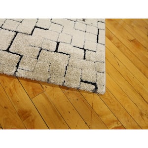 Tiffnie Brown/Cream 7 ft. 5 in. x 9 ft. 5 in. Abstract Polypropylene and Polyester Indoor Area Rug