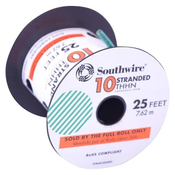  25 Foot, Green - 10 AWG Solid Copper Wire - 10 Gauge Green  Ground Wire - 10 AWG THHN Wire - 25 FT Insulated Grounding Wire - THHN/THWN  Solid Wire 