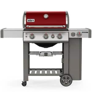 Genesis II E-330 3-Burner Liquid Propane Gas Grill in Crimson with Built-In Thermometer and Side Burner