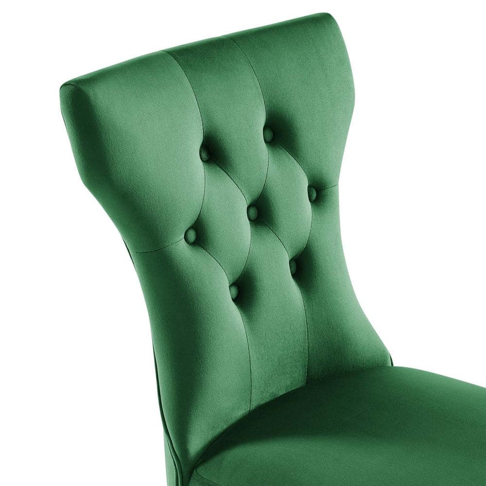 Elegant Emerald Velvet Upholstered Dining Chair with Hardwood Legs