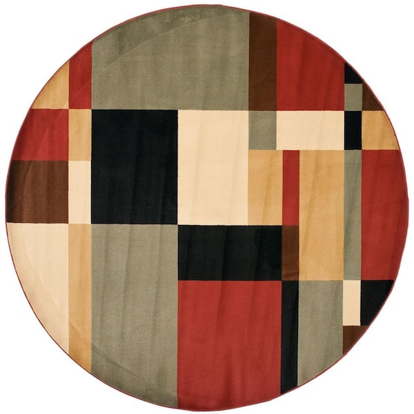 Safavieh Porcello Black/Multi 7 ft. x 7 ft. Round Area Rug
