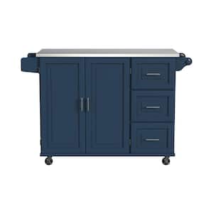 Dolly Madison Blue Kitchen Cart with Stainless Top