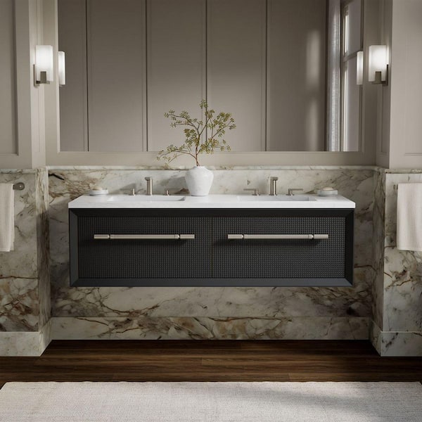 Enivo 61 in. Double Sink Bathroom Vanity Cabinet without Top in Gloss Black