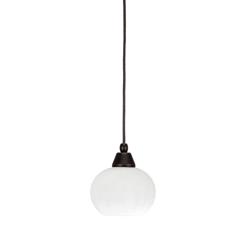 Bryson 7 in. 1-Light Dark Granite Cord Pendant Light with 7 in. White Musli