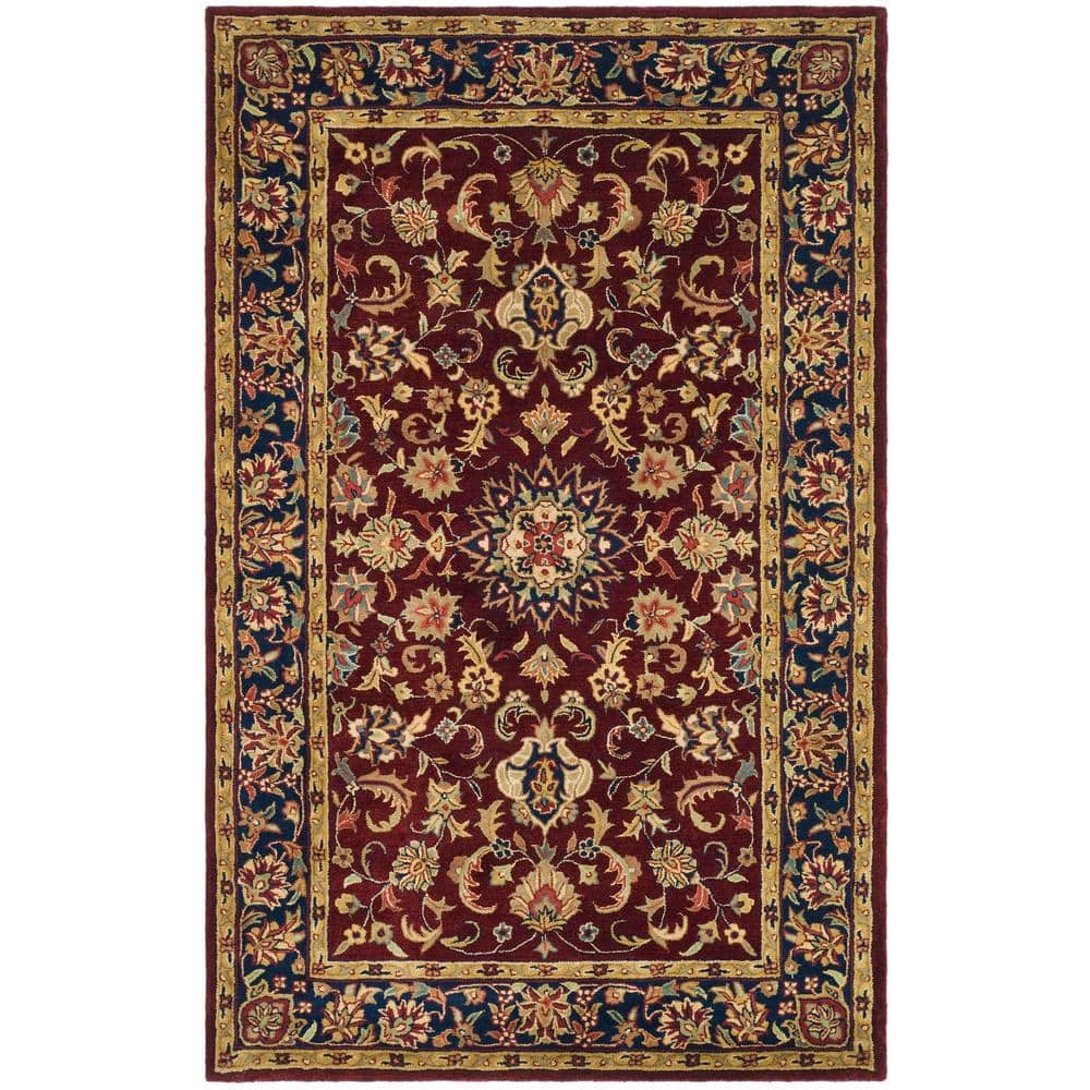 Classic Red Hand-Tufted Wool Rectangular Area Rug 5'x8'