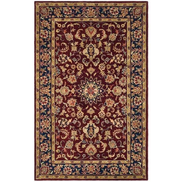 SAFAVIEH Classic Burgundy/Navy 6 ft. x 9 ft. Border Area Rug