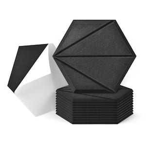 14 in. x 12 in. Acoustic Peel and Stick Triangle-Black PVC Wall Paneling, Soundproof Wall Panel, (12-Pack)