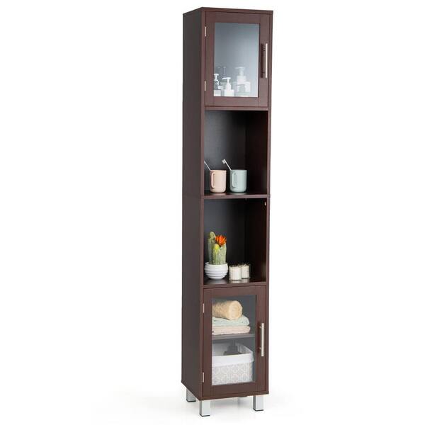 Bunpeony 12 in. W x 13 in. D x 71 in. H Brown Freestanding Bathroom Storage Linen Cabinet