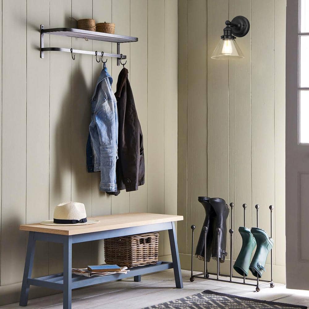 Matte Black Glass Wall Light with Seedy Shade
