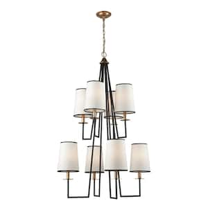 Norco 30 in. Wide 8-Light Oil Rubbed Bronze Chandelier with Fabric Shade