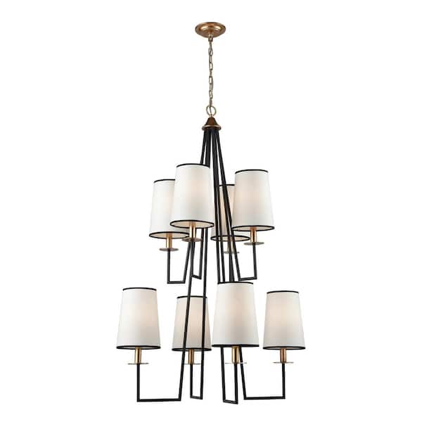 Titan Lighting Norco 30 in. Wide 8-Light Oil Rubbed Bronze Chandelier with Fabric Shade