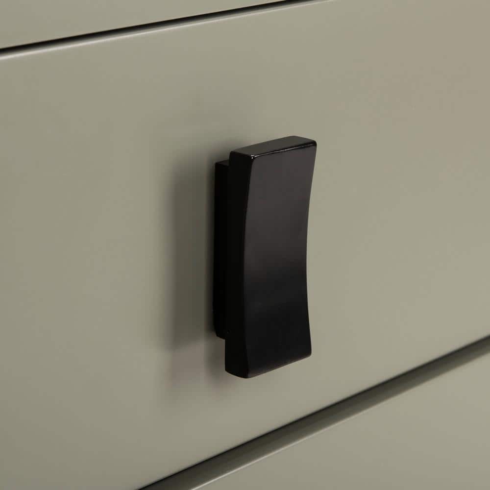 Transitional Gray 3-Drawer Chest with Black Metal Hardware