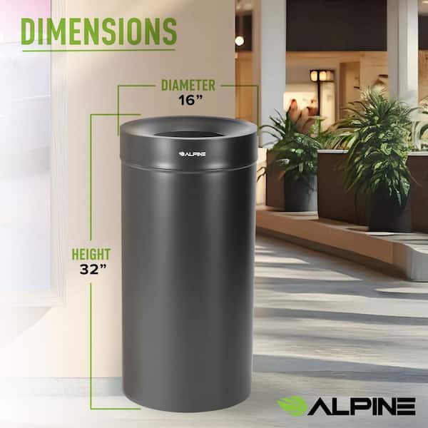 Alpine Industries 54 Gal. Black Stainless Steel Recycling and