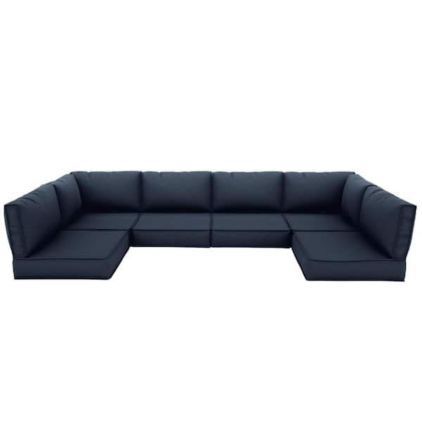 26 in. x 26 in. x 5 in. (14-Piece) Deep Seating Outdoor Sectional Cushion Navy Blue