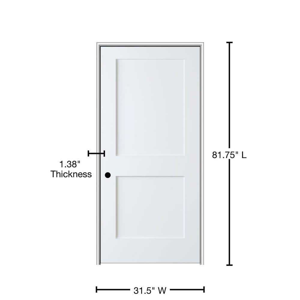 Primed White MDF 30" x 80" 2-Panel Shaker Interior Door