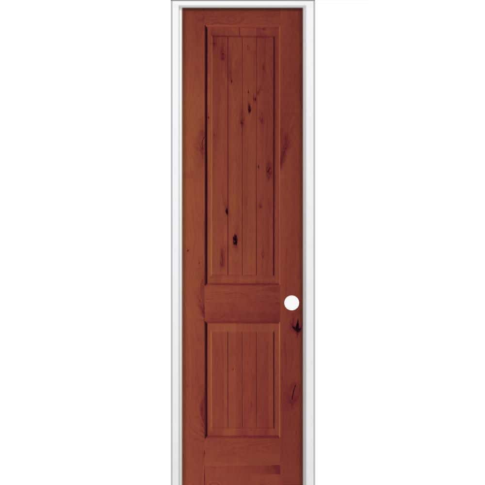 24 in. x 96 in. Knotty Alder 2-Panel V-Groove Solid Wood Left-Hand BEHR Amaretto Stain Single Prehung Interior Door price history on PriceWatchPro