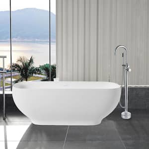 63 in. Solid Surface Resin Flatbottom Non-Whirlpool Bathtub in White