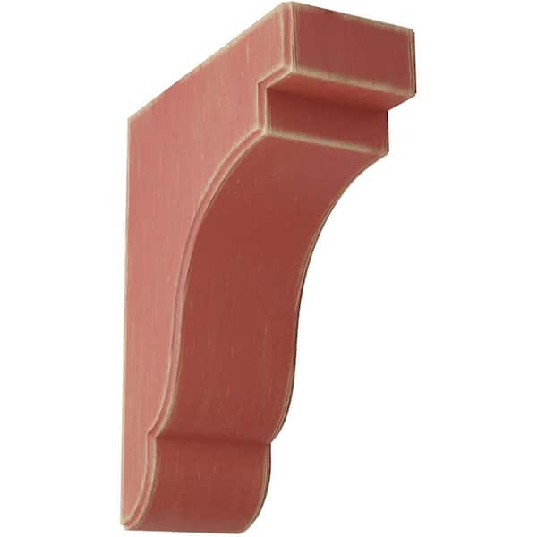 Ekena Millwork 3-1/2 in. x 11 in. x 8-1/2 in. Salvage Red Bedford Wood Vintage Decor Bracket