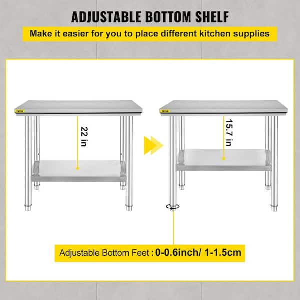 VEVOR Commercial Prep Table 35.4 x 23.6 x 31.5 in. Kitchen Prep