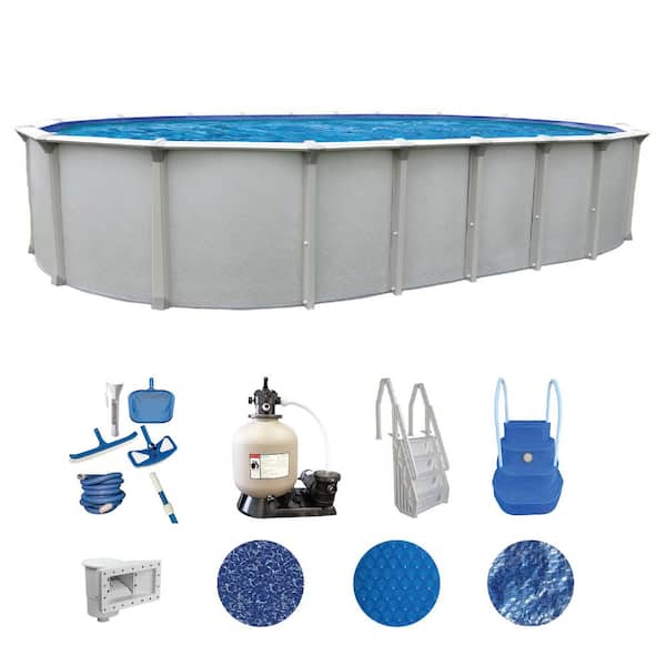 AQUARIAN Huntington 15 ft. x 26 ft. Oval 54 in. Deep Above Ground Hard Sided Deluxe Pool Package