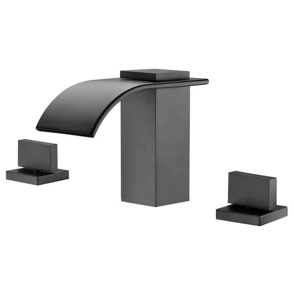SUMERAIN Waterfall Double Handle Tub Deck Mount Roman Tub Faucet with Valve in Brushed Nickel