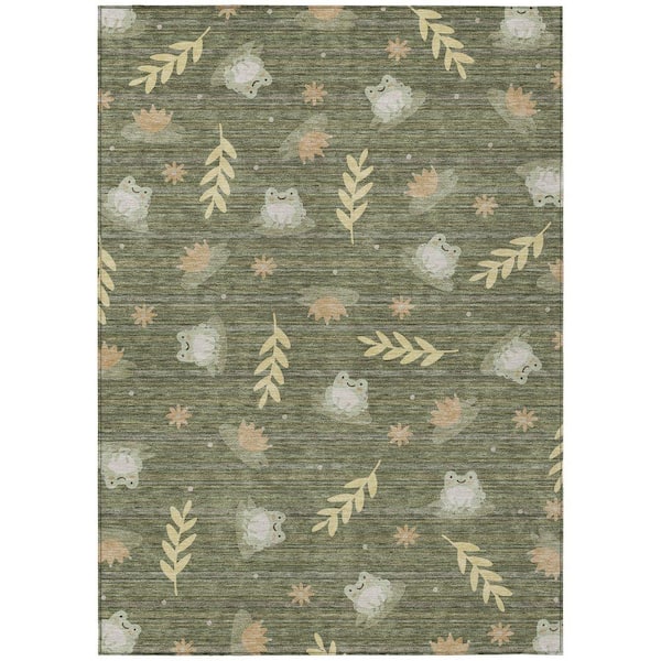 Chantille Machine Washable Indoor/Outdoor Abstract ACN2795 Olive 10 ft. x 14 ft. Area Rug