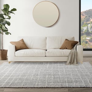 Holmby Benson Gray/Ivory 5 ft. x 7 ft. Abstract Shag Indoor Area Rug