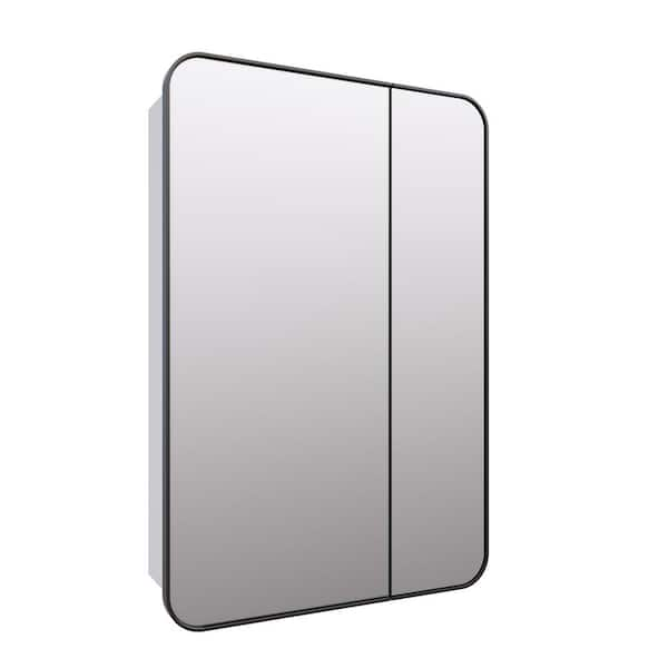 Calla 24 in. W x 36 in. H x 5 in. D Recessed Medicine Cabinet in Black with Mirror