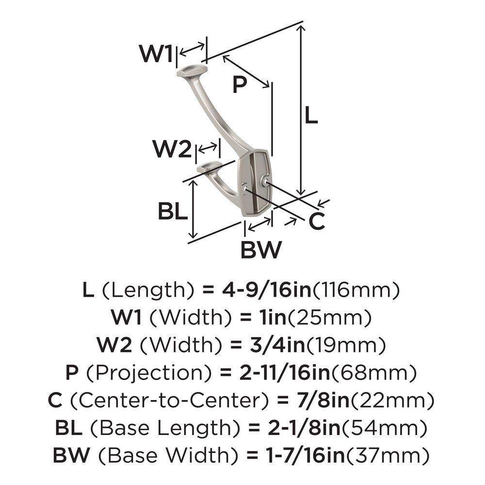 Satin Nickel Double Prong Decorative Metal Wall Hook