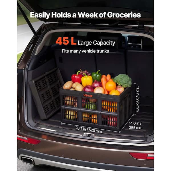 VEVOR Plastic Collapsible Storage Bins with Handles, Holds 33 lbs